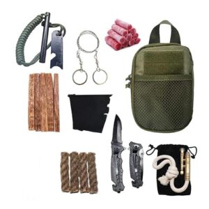 Ultimate Fire Starter Survival Tool Kit â Emergency Fire Starter Kit Includes Weatherproof Magnesium Fire Rod, Fire Striker, Fat Rope, Char Cloth, Rope Lighter,Wax Sticks, Survival Knife