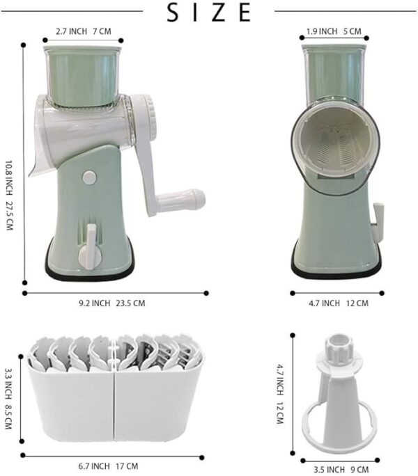 VEKAYA 5 in 1 Rotary Cheese Grater and Stainless Steel Madoline Slicer - Image 5