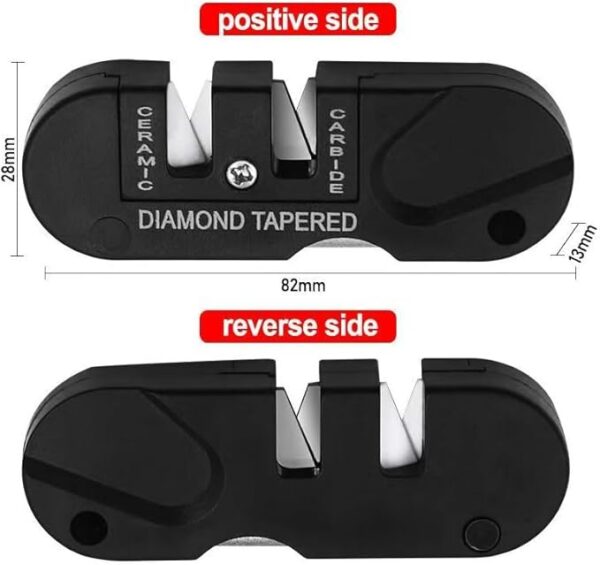 Pocket Knife Sharpener & Survival Tool,Preset Carbide and Ceramic Stone Sharpeners Fold-Out Diamond Coated Rod Outdoor Hunting Knife & Hook Sharpener, Handheld, Compact, Lightweight, Multiuse - Image 6