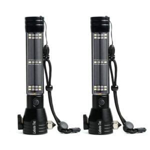 Lebote Car Flashlight Solar Power Tactical Flashlight Multi Function Flashlight Bright LED Emergency Torch Light With Safety Hammer Seat Belt Cutter Compass For Hiking Camping