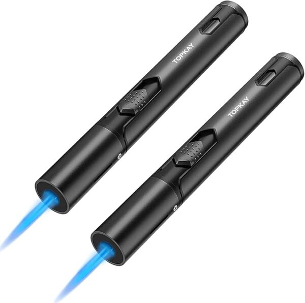 Torch Lighters, 2 Pack, Butane Lighters, Adjustable Jet Flame Torch Lighters, Windproof Butane Refillable Gas Torch Lighter Long Lighter for Candle, Grill, BBQ, Fireworks(Butane Not Included) - Image 2