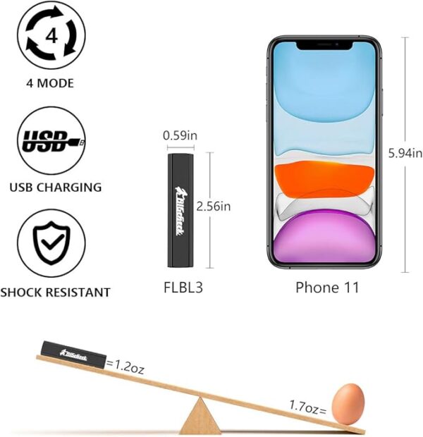 Mini Flashlight,Small Led Flashlight,Samll Handheld Rechargeable Mini EDC Flash Lights Tactical 4 Modes Waterproof Pocket Torch for Camping,Outdoor, Emergency, BigCheck Mini Flashlightsã3 Pcsã - Image 4