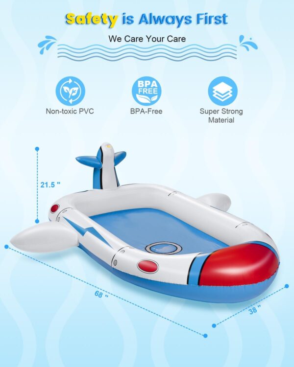 Kiddie Pool for Toddlers, Splash Pad for Kids Ages 4-8, 68" Inflatable 3-in-1 Swimming Pool for Kids, Backyard and Outside Sprinkler Play Mat Wading Pool for 3 4 5 6 Year Old Kids - Image 7