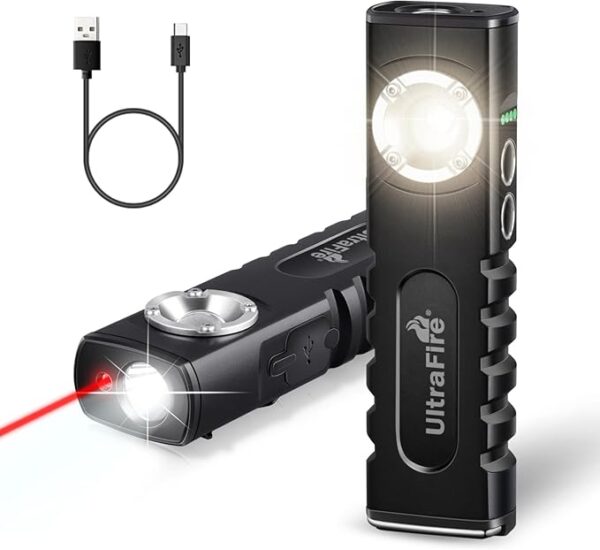 ULTRAFIRE Rechargeable LED Work Light 350 Lumens Portable Magnetic Flat EDC Flashlights with Red Beam,3 Mode Pocket Small Lights with Clip for Working,Car Repairing,Camping,Emergency - Image 2