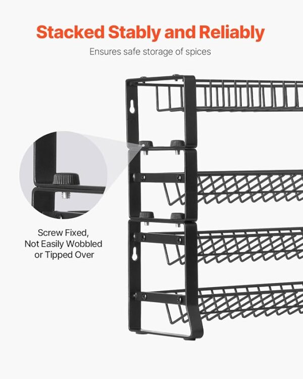 VEVOR Detachable Spice Rack Organizer for Cabinet, 4 Tie Stackable Seasoning Organizer, Spice Jars Kitchen Storage for Countertop Kitchen Pantry Cupboard, 15.8x10.7 in - Image 4