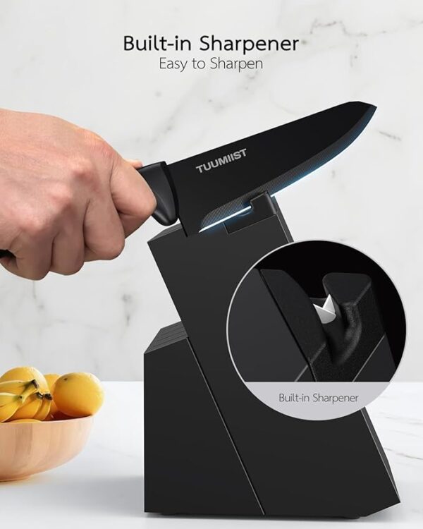 18-Piece Knife Sets for Kitchen with Block and Sharpener & Kitchen Utensils Set & Removable Utensil Holder (Black)-Precision Cutting, Effortless Sharpening, Convenient Organization - Image 6