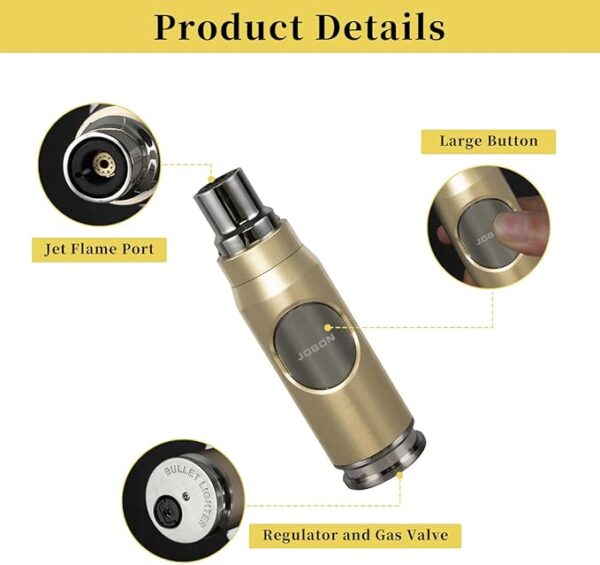 Navpeak Windproof Butane Torch Lighter - Refillable Jet Flame Lighter Bullet Shaped for Candles, Outdoor, Desserts, and Baking, BBQ & Emergency Survival Gear (Butane Not Included) (Champagne Gold) - Image 4