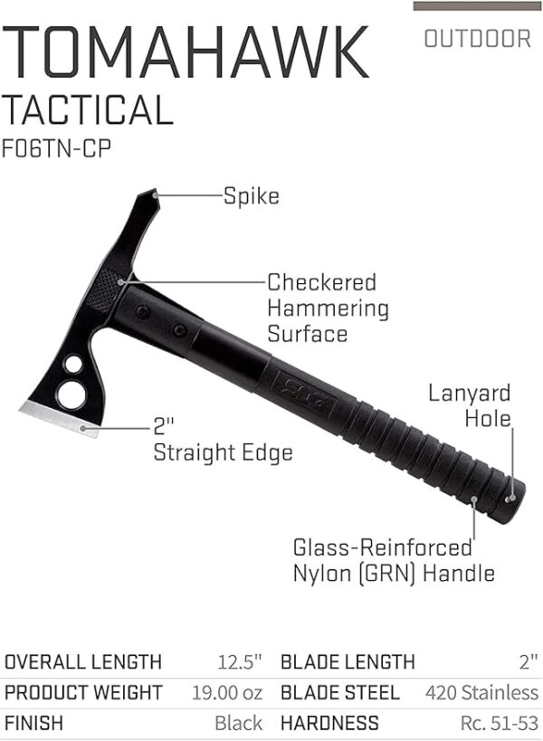 SOG FastHawk- Lighter, Faster, Agile Throwing Hatchet, Versatile Survival Tactical Axe for Competition Throwing and Camping, Hunting and Packing-Black (F06TN-CP) - Image 3