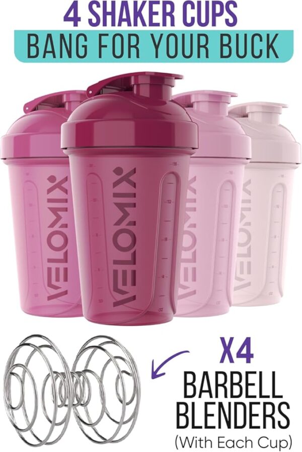'-4 PACK- 20 OZ Protein Shaker Bottles for Protein Mixes, Shaker Cups for Protein Shakes, Small Shaker Bottle Pack, Shaker Cup, Shakers for protein Shakes (Berry Blend-4 Pack) - Image 3