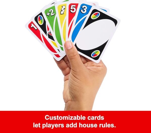 Mattel Games UNO Family Card Game, with 112 Cards in a Sturdy Storage Tin, Travel-Friendly, Makes a Great Toy for 7 Year Olds and Up - Image 6