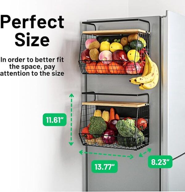Magnetic Shelf for Fridge with Wood Lid, Fruit Potato and Onion Storage Bins, Pantry Organizers & Storage, Large Container Magnetic Spice Rack for Refrigerator, Kitchen Counter, Cabinet - Image 4
