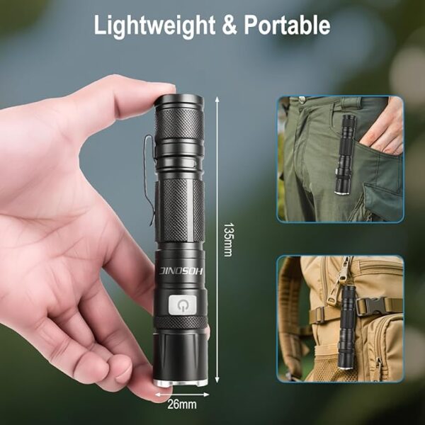 Rechargeable Flashlights, EDC Pocket Flashlight High Lumens with Clip, 5 Modes Super Bright Small Flash Light Powerful for Camping, Home, Emergencies - Image 5