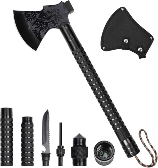 LIANTRAL Survival Camping Axe, Folding Tactical Axe Hatchet with Hammer, Nylon Sheath for Outdoor Adventures - Image 2