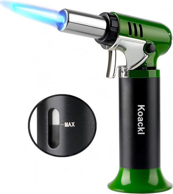 Refillable Butane Torch with Fuel Gauge & Safety Lock - Adjustable Flame - Perfect for Welding, Resin Art, & More - One-handed Operation (Butane Gas Not Included) - Image 2