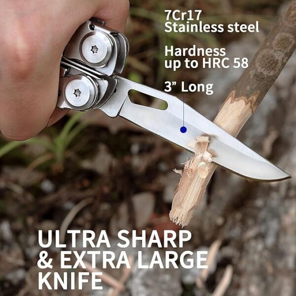 Multitool, 29-in-1 Multitool Pliers with Replaceable Wire Cutters and Saw, Heavy-duty Stainless Steel Multi-tool Set and Nylon Sheath for Camping Survival multi tool for Man - Image 4