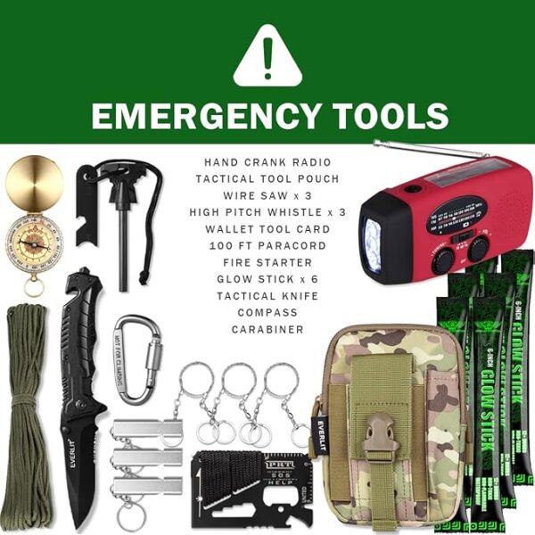 EVERLIT Complete 72 Hours Earthquake Bug Out Bag Emergency Survival Kit for Family. Be Prepared for Hurricanes, Floods, Tsunami, Other Disasters - Image 6