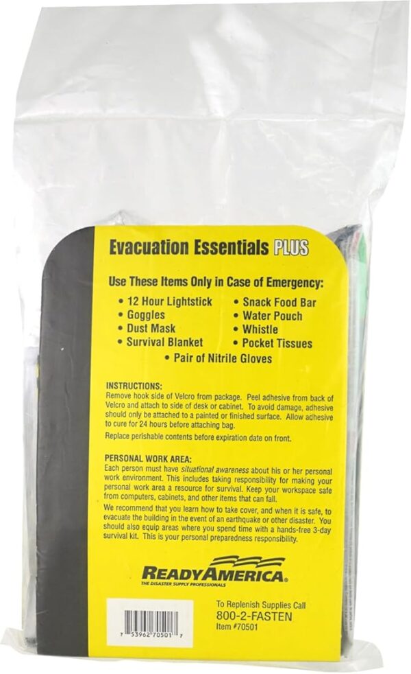 QuakeHOLD! Evacuation Essentials Plus Kit, Earthquake, Fire, Flood, Hurricane, Bug Out Bag, 5-Year Food, 5-Year Water, Emergency Preparedness Kit, Compact Survival Bag For Office, Home, Car, 1 Pack - Image 3