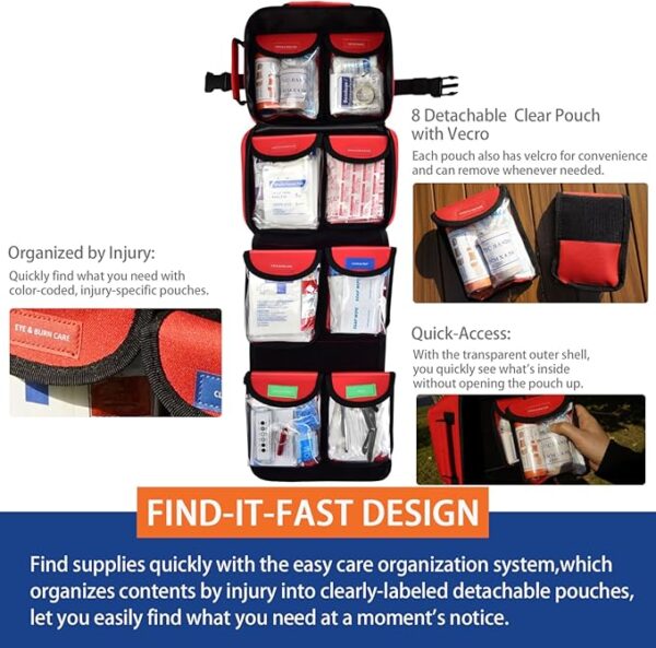 Premium 418-Piece First Aid Kit for Home, Car, Travel, Camping, Hiking & Outdoor Emergencies, Tear-Resistant Survival Kits for Business, Vehicle & School, Multi-Use Emergency Medical Supplies - Image 3