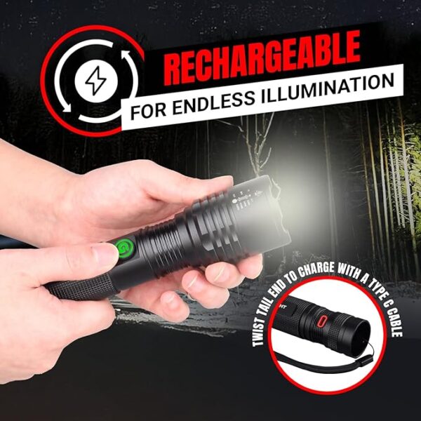 GearLight S2000 LED Rechargeable Flashlight High Lumens - Super Bright, Powerful, Mid-Size Tactical Flashlight for Outdoor Activity & Emergency Use - Image 3
