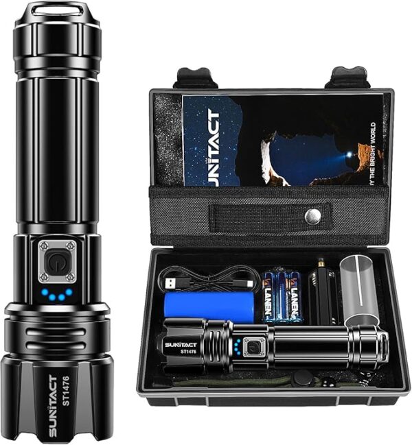 Flashlights High Lumens, Rechargeable Flashlight Led 2000 Lumen XHP70.2, Super Bright Flash Light, High Powered Handheld Flashlights for Emergency Camping Gift, IP67 Waterproof, Adjustable - Image 2