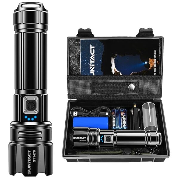 Flashlights High Lumens, Rechargeable Flashlight Led 2000 Lumen XHP70.2, Super Bright Flash Light, High Powered Handheld Flashlights for Emergency Camping Gift, IP67 Waterproof, Adjustable