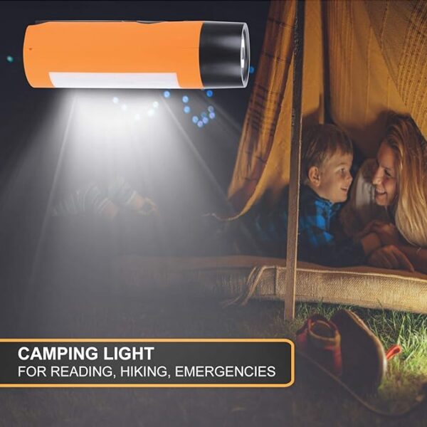 Rechargeable Hand Crank Flashlight/Generator/USB Charger for Phone and Emergency Survival Situations (Orange) - Image 5