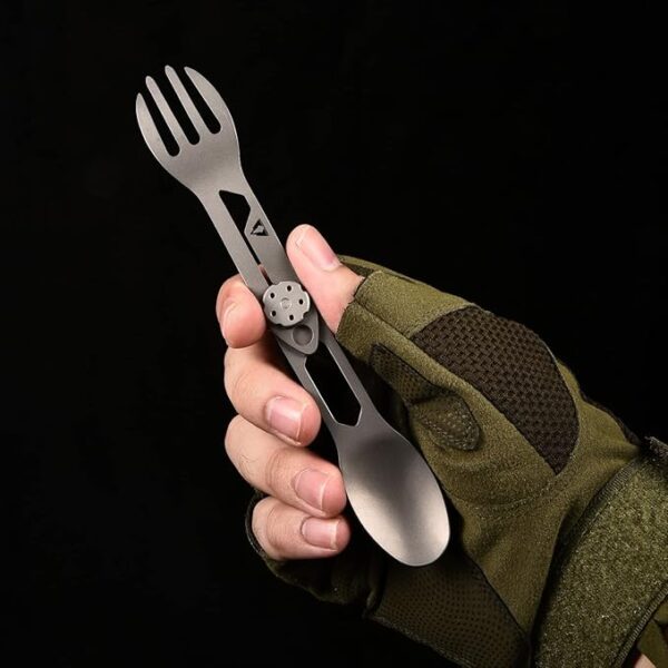CMB Made Knives Titanium 2 in 1 Folding Fork and Spoon Combo Lightweight Camping Utensil, Spork for Backpacking, Hiking, Outdoor Survival Cutlery EDC Tool CMB-E01 - Image 6
