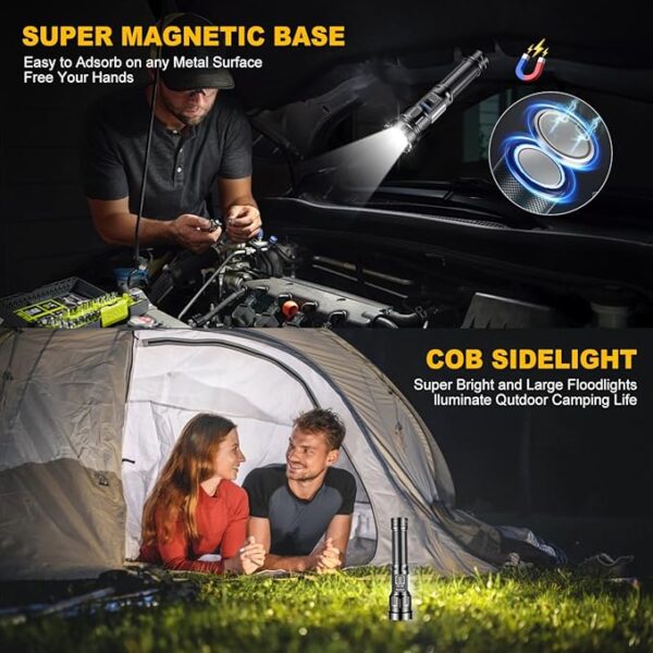 Led Flashlight Super Bright Flashlights Rechargeable High Lumens Torch 5 Modes Zoomable Waterproof for Camping Kids Adults Outdoor Hiking Emergency (L377-1pack) - Image 4