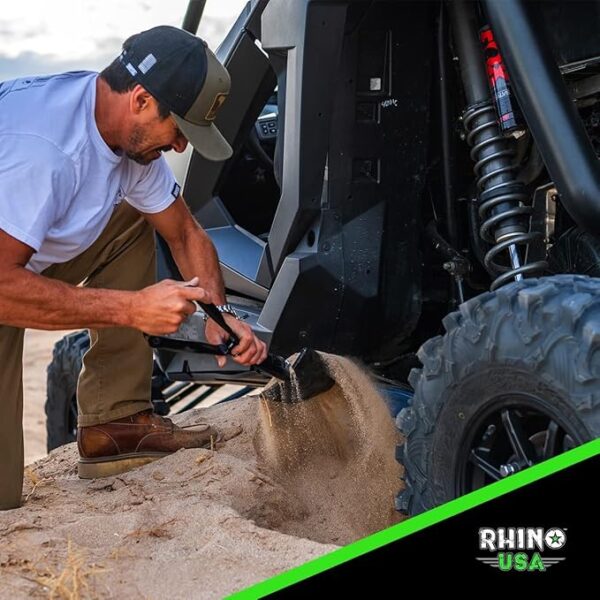 RHINO USA Folding Survival Shovel w/Pick - Heavy Duty Carbon Steel Military Style Entrenching Tool for Off Road, Camping, Gardening, Beach, Digging Dirt, Sand, Mud & Snow. - Image 3