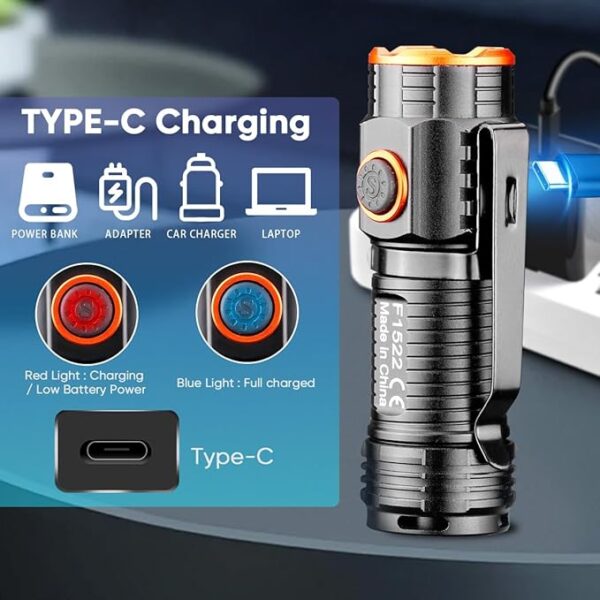 800 Lumen EDC Rechargeable Flashlight - Ultra Bright, Compact, Waterproof & Magnetic - Ideal for Camping, Hiking, Outdoor & Emergency Use - Image 5