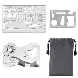 VIPMOON Tiny Survival Card and Wallet Multitool(3 PCS), EDC Wallet with Knife Credit Card Tools, Mini Fishing Kit and Hunting Multitool for Camping