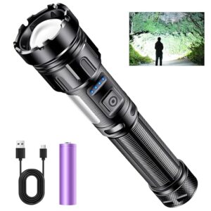 Led Flashlight Super Bright Flashlights Rechargeable High Lumens Torch 5 Modes Zoomable Waterproof for Camping Kids Adults Outdoor Hiking Emergency (L377-1pack)