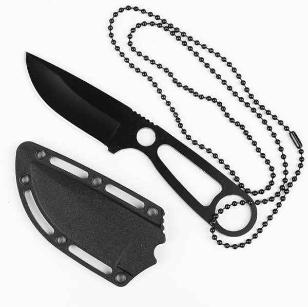 Neck Knife,Fixed Blade Edc,6.5" EDC Outdoor Camping Survival Hiking Necessity Portable Sharp Blade Fishing Hiking for Men (Black) - Image 2