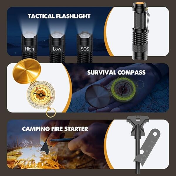 Gifts for Men Him Dad, Survival Kit and Equipment 25 Pcs, Valentines Gifts for him, Christmas Stocking Stuffers,Camping Essentials, Survival Gear, Cool Gadgets for Men - Image 5