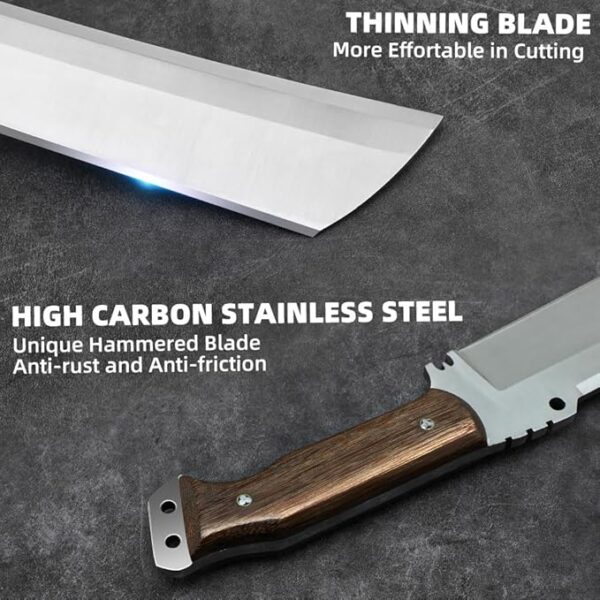 Survival Machete with Sheath for Cutting Trees, for Yard Work and for Bushcrafting Machetes Sickle Heavy Duty Machete for clearing Brush Garden Tools Construction Blade - Image 5