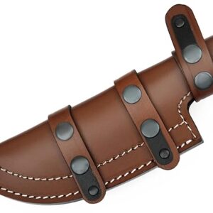 Ottoza Handmade Leather Knife Sheath - Right Hand Tracker - Bushcraft, Hunting & Survival Knife Sheath - Horizontal Carry Dark Brown Top Grain Leather No:99