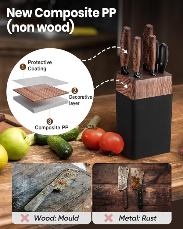2025 Knife Set, Denkich 7 Pcs Premium Quality Knife Sets for Kitchen with Block, Dishwasher Safe Kitchen Knife Set with Built in Sharpener Block, Professional German Stainless Steel Knife Block Set, A - Image 4