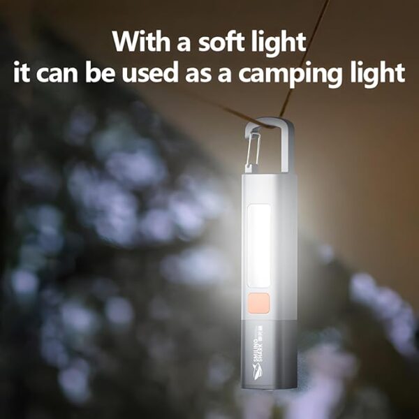 1200mAh Portable Torch LED Work Light, COB Side G1 Flash Light, 3 Modes Zoomable Focus White Waterproof Powerful Super Bright EDC, Outdoor Emergency, Mini-Rechargeable, Camping Flashlight (2, Gray) - Image 3