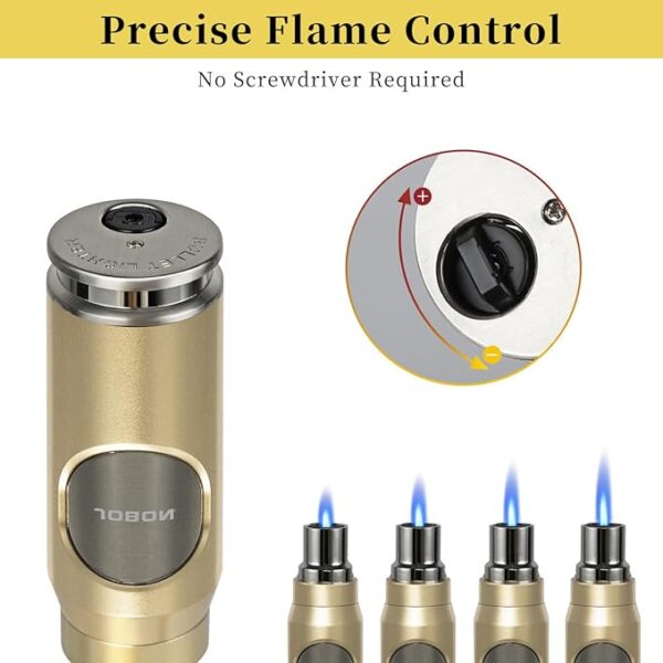 Navpeak Windproof Butane Torch Lighter - Refillable Jet Flame Lighter Bullet Shaped for Candles, Outdoor, Desserts, and Baking, BBQ & Emergency Survival Gear (Butane Not Included) (Champagne Gold) - Image 5