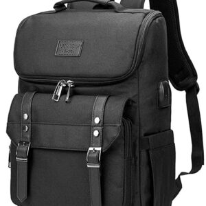 YALUNDISI Vintage Backpack Travel Laptop Backpack with usb Charging Port for Women & Men College Backpack Fits 15.6 Inch Laptop Black