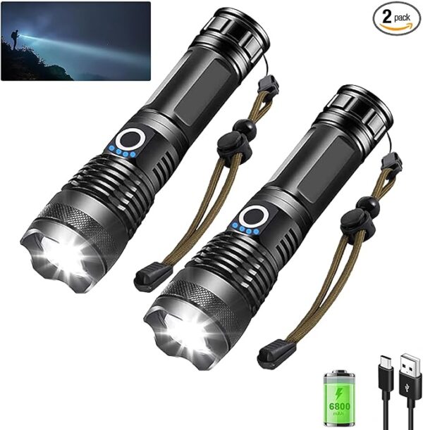 Rechargeable Flashlights High Lumens LED,Home Outdoor Emergency Powerful Flash Light Power Super Bright Torch Camping Hiking - Image 2