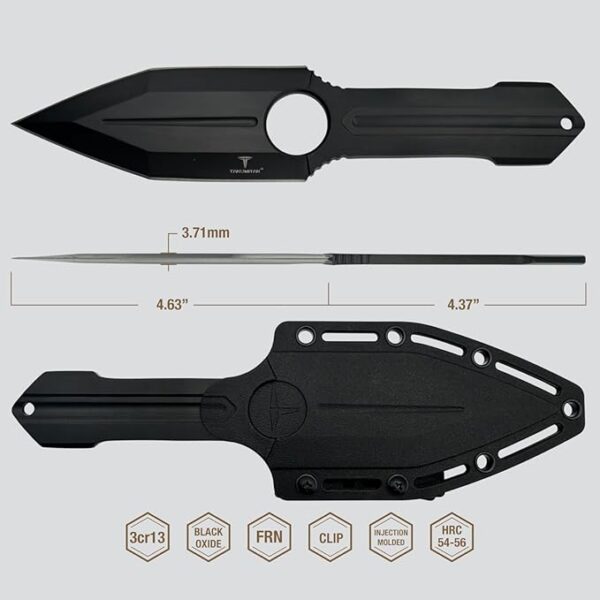 Hunting Survival Knife 9" Full Tang Fixed Blade Knives Camping Gear with Extra Set of FRN Sheath, MOLLE Clip Horizontal and Vertical Carry - TKF314 - Image 4