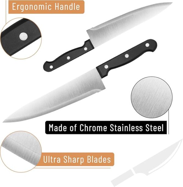 BAMBOO LAND- Kitchen Knife Set, 9 pcs, Stainless Steel Knife Set with Block and Sharpener, Kitchen Knives with Wooden Block, Cutting Knife Block Set, Knives Set for Kitchen Knife Sets with Block - Image 4