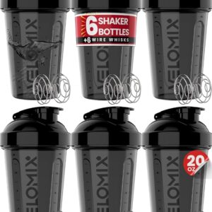 '-6 PACK- Shaker Cups for Protein Shakes 20 oz - 6x Wire Whisk | Leak Proof Protein Shaker Bottle for Protein Shakes, Shaker Bottle Pack for Pre & Post Workout, Shaker Cup