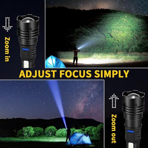 Rechargeable Flashlights High Lumens, 7Mode Flashlights Rechargeable, Super Bright Flashlight, Adjustable Tactical Flashlight, High Powered Flash Light, LED Flashlight for Emergency Home 4Pack - Image 4