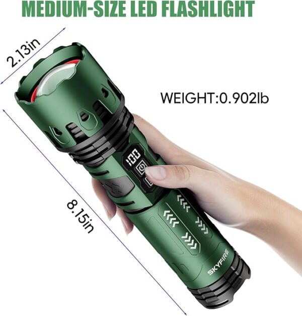 SKYFIRE Flashlights High Lumens, 5000LM Rechargeable Flashlights, Gifts for Men Dad Fathers Day, LED Flashlight with Camping Lights,Outdoor Super Bright Flashlight Handheld flashlights for Emergency - Image 3
