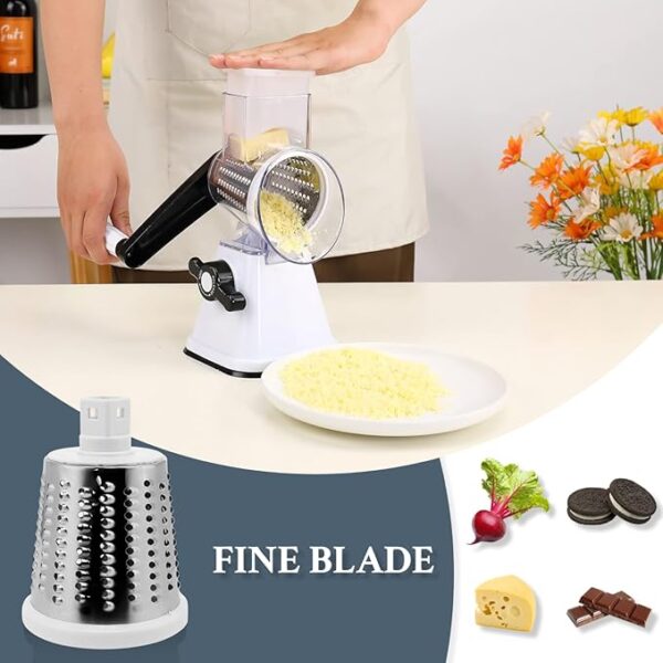 Cheese Graters with Handle, Manual Cheese Shredder Rotary Grater with 3 Replaceable Drum Blades for Vegetables, Fruit, Food, Nuts - Image 5