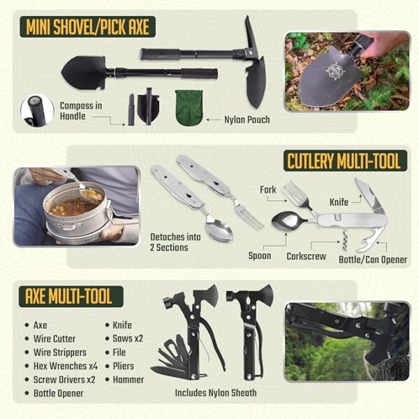 Monterra Survival Kit, 265 Pcs, Emergency Gear and Supplies, First Aid, Bug Out Go Bag, EDC, Molle System Backpack, Hiking, Camping, Outdoor Accessories, Hunting Gifts for Men. - Image 5