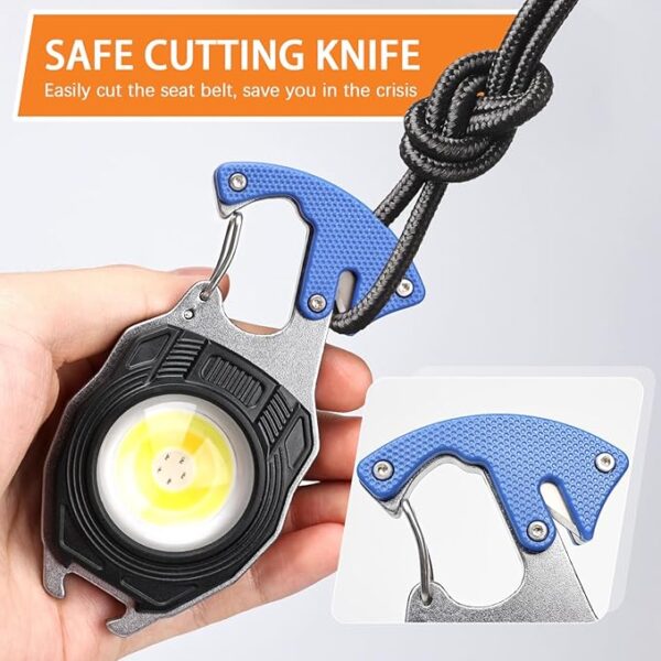 MAKDAK Cob Keychain Work Light 2PC Rechargeable EDC Keychain flashilight 7 Modes 1600Lumen high Lumen Flashlights for Emergencies Led Flashlight (Orange and Blue) - Image 6