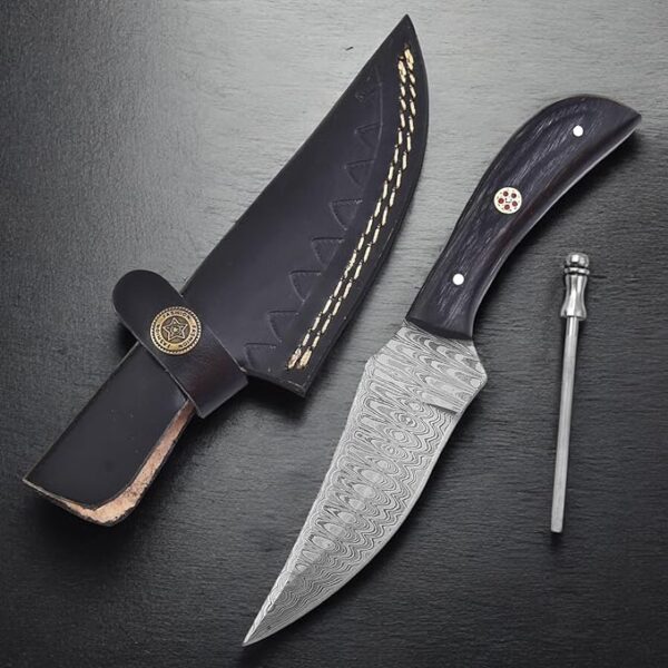 TR-1168 Custom Handmade Damascus Steel 8 Inches Bushcraft Knife - Perfect Grip Engineered wood Handle - Image 2
